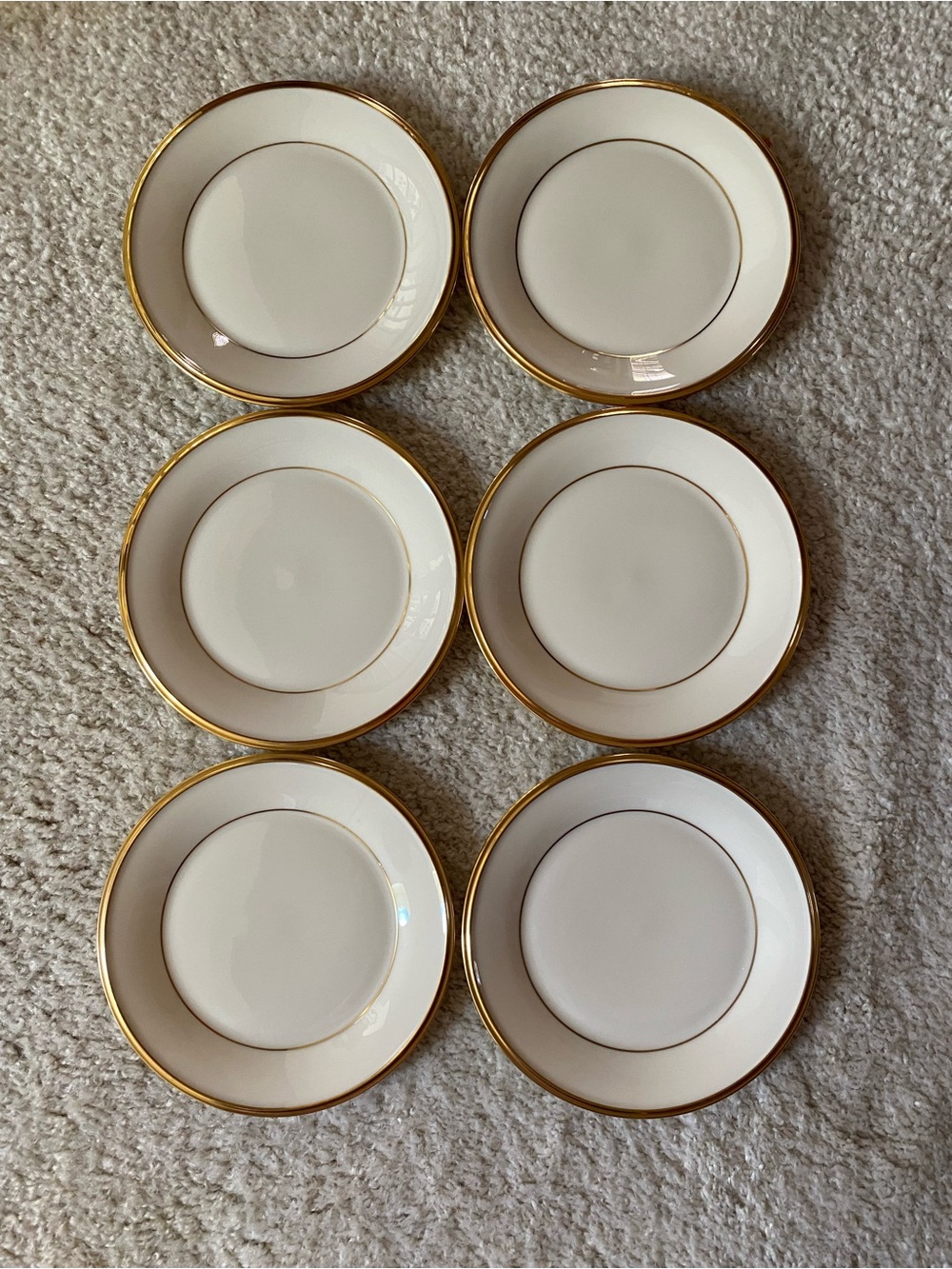 Lenox Cream and Gold Rim Butter Plates - Set of 6